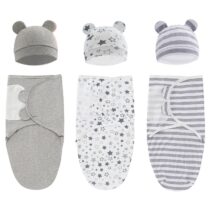 100-Organic-Cotton-Baby-Swaddle-Blanket-Swaddle-Wrap-Hat-Set-for-Infant-Adjustable-Newborn-Swaddle-Baby