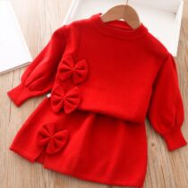 Autumn-Winter-Girls-Clothes-Bow-Patchwork-Knitted-Sets-1-5-Years-Old-Kids-Princess-O-Neck