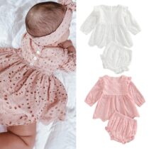 Lovely-Newborn-Baby-Girls-Clothes-Sets-0-24M-Solid-Hollow-Out-Ruffles-Long-Sleeve-Pleated-Dress