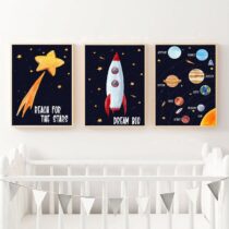 Space-Planet-Rocket-Posters-And-Prints-Star-Wall-Art-Canvas-Painting-Cartoon-Pictures-for-Wall-Nursery